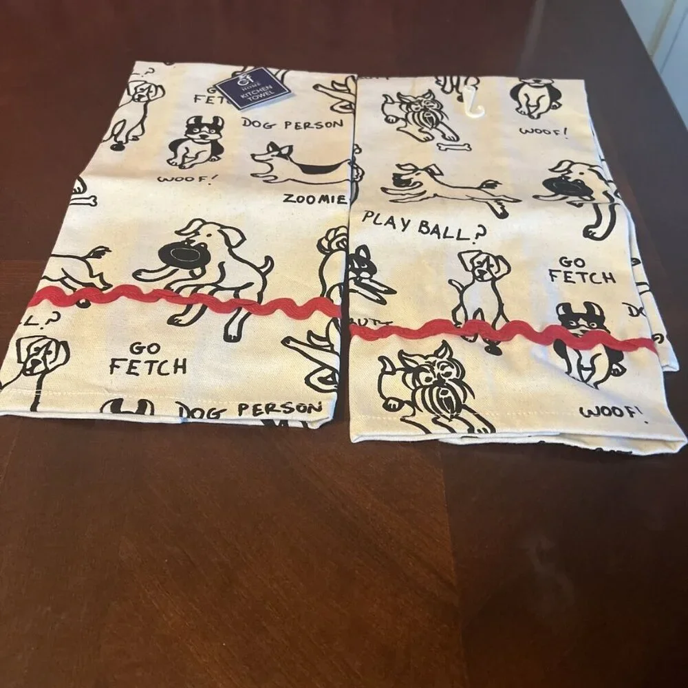 C & F Home  Dog Person Rick Rack 100% Cotton Kitchen Towel 27 x 18